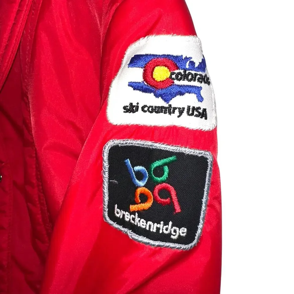 Vintage White Stag Red Breckenridge Colorado Puffer Ski Jacket Size Medium